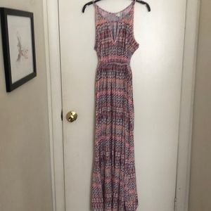 Long multicolored peak-a-boo dress